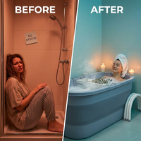 Portable Foldable Bath Tub for Adults No Installation Needed Large Separate Hot SPA Soaking Ice Bathtub Gray — Before & After