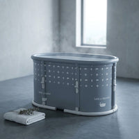 Portable Foldable Bath Tub for Adults No Installation Needed Large Separate Hot SPA Soaking Ice Bathtub Gray — Studio Shot