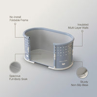 Portable Foldable Bath Tub for Adults No Installation Needed Large Separate Hot SPA Soaking Ice Bathtub Gray — infographic