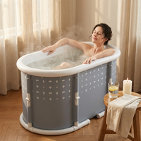 Portable Foldable Bath Tub for Adults No Installation Needed Large Separate Hot SPA Soaking Ice Bathtub Gray — Lifestyle