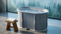 Portable Foldable Bath Tub for Adults No Installation Needed Large Separate Hot SPA Soaking Ice Bathtub Gray — Lifestyle